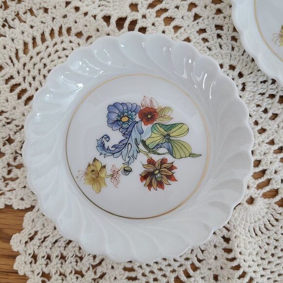 Signed F. Haviland Limoges France Cathay 5" Swirled Nut Coaster Tidbit Dish Set - Picture 2 of 16